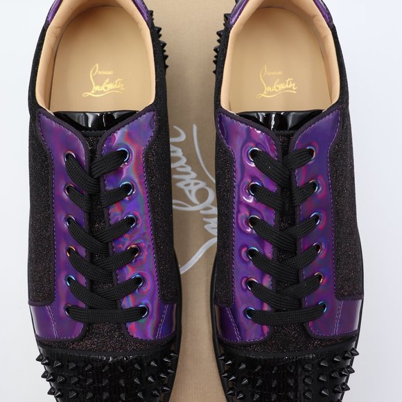 NIB Christian Louboutin Seavaste 2 Orlato Flat Glitter Iridescent Sneakers - Picture 3 of 8